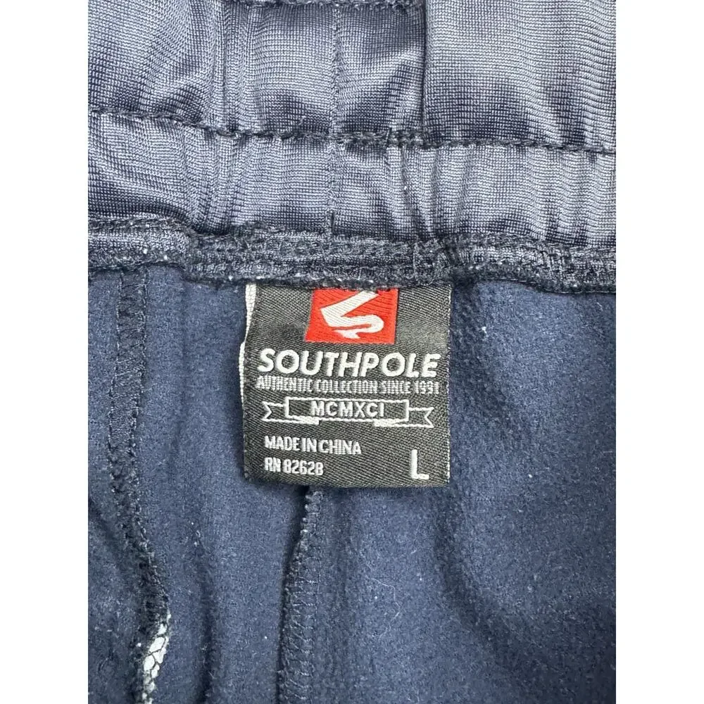 Southpole Mens Large Navy Track Pants Y2K Baggy Hip Hop Zip Pockets Joggers